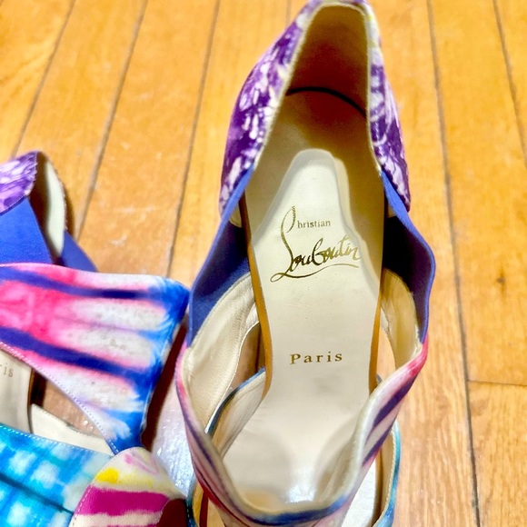 Christian Louboutin Pitou 150 Bazin Cutout Printed Red Sole Bootie Women 37.5 - Picture 6 of 14